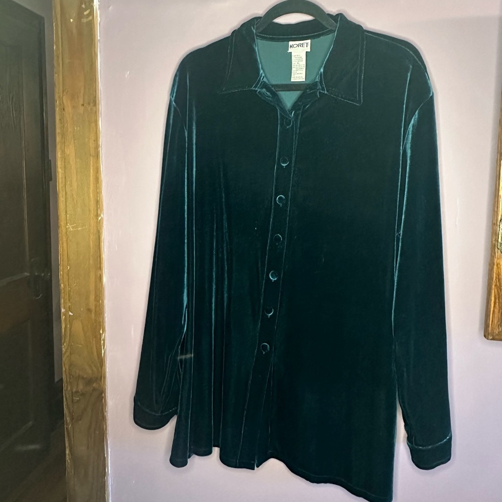 Vintage Teal Stretch Velvet Top